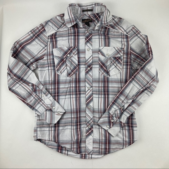 Helix Pearl Snap Shirt Mens Small Gray Athletic Fit Pockets Long Sleeve - Picture 1 of 8